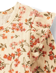 Girls Floral Pointelle Flutter Top - Highland Hills