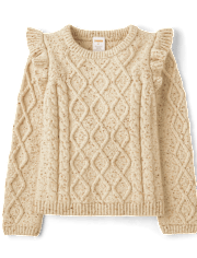Girls Cable Knit Flutter Sweater - Highland Hills