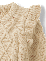 Girls Cable Knit Flutter Sweater - Highland Hills