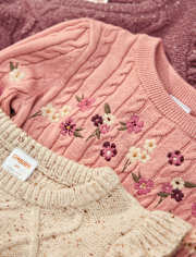 Girls Cable Knit Flutter Sweater - Highland Hills