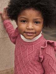 Pull à volants en maille torsadée pour fille - Highland Hills