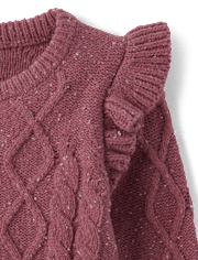 Pull à volants en maille torsadée pour fille - Highland Hills