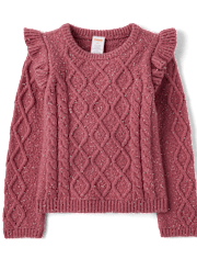 Pull à volants en maille torsadée pour fille - Highland Hills