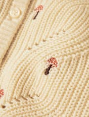 Girls Embroidered Mushroom Ruffle Cardigan - Fall Celebrations