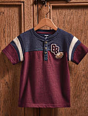 Boys Colorblock Varsity Henley Top - Campus Cuties