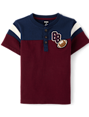 Boys Colorblock Varsity Henley Top - Campus Cuties