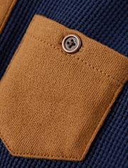 Boys Colorblock Thermal Henley Top - Little Essentials
