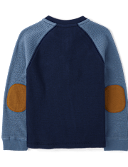 Boys Colorblock Thermal Henley Top - Little Essentials