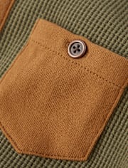 Boys Colorblock Thermal Henley Top - Little Essentials