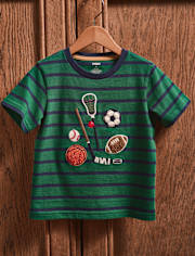 Boys Striped Embroidered Sports Top - Campus Cuties