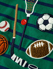 Boys Striped Embroidered Sports Top - Campus Cuties