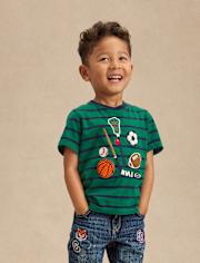 Boys Striped Embroidered Sports Top - Campus Cuties