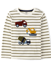 Boys Striped Construction Vehicle Top - Highland Hills