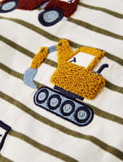 Boys Striped Construction Vehicle Top - Highland Hills
