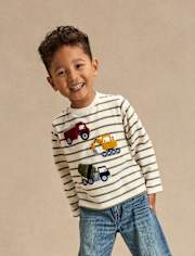 Boys Striped Construction Vehicle Top - Highland Hills