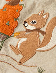 Boys Embroidered Squirrel Raglan Top - Fall Celebrations