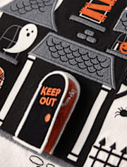 Boys Embroidered Haunted House Raglan Top - Halloween