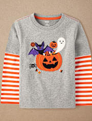 Boys Embroidered Halloween Layered Top - Halloween
