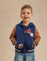 Kids Embroidered Varsity Zip Up Hoodie - Campus Cuties
