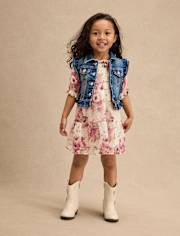 Girls Floral Clip Dot Tiered Dress - Highland Hills