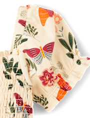 Girls Butterfly Flannel Smocked Dress - Fall Celebrations