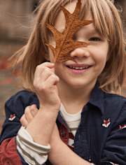 Boys Embroidered Fox Corduroy Button Up Shirt - Highland Hills