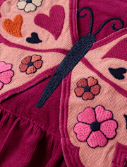 Pull en velours côtelé à motif papillon appliqué pour fille - Célébrations d'automne