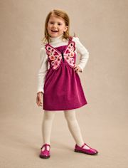 Pull en velours côtelé à motif papillon appliqué pour fille - Célébrations d'automne