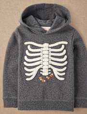 Boys Embroidered Skeleton Fleece Hoodie - Halloween