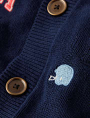 Boys Embroidered Varsity Cardigan - Campus Cuties