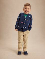 Boys Embroidered Varsity Cardigan - Campus Cuties