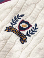 Kids Cable Knit Varsity Sweater - Campus Cuties