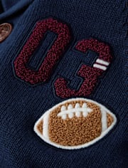 Boys Embroidered Varsity Cardigan - Campus Cuties