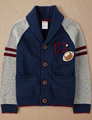 Boys Embroidered Varsity Cardigan - Campus Cuties