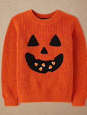 Boys Embroidered Jack-O-Lantern Sweater - Halloween