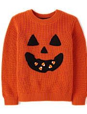 Boys Embroidered Jack-O-Lantern Sweater - Halloween