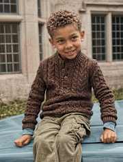 Pull à col montant en maille torsadée texturée pour garçon - Little Essentials