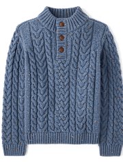 Boys Textured Cable Knit Mock Neck Sweater - Little Essentials