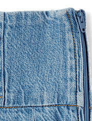 Girls Pleated Button Denim Skort - Campus Cuties
