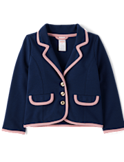 Girls Contrast Trim Ponte Blazer - Campus Cuties