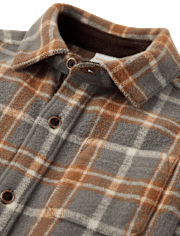 Boys Plaid Jacquard Button Up Shirt - Highland Hills