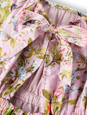 Girls Floral Animal Tie Back Dress - Magical Meadows