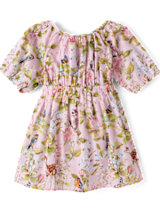 Girls Floral Animal Tie Back Dress - Magical Meadows