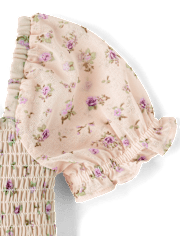 Girls Floral Smocked Chiffon Hanky Hem Dress - Magical Meadows