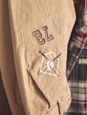 Kids Embroidered Varsity Relaxed Chino Pants - Campus Cuties