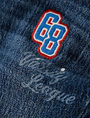 Kids Embroidered Varsity Relaxed Jeans - Campus Cuties