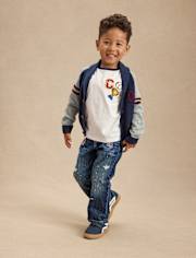 Jean décontracté brodé style universitaire pour enfant - Campus Cuties