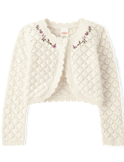 Girls Embroidered Floral Pointelle Cardigan - Magical Meadows