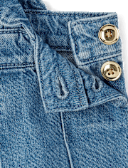 Girls Scalloped Button Denim Jumper - Campus Cuties