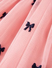 Girls Embroidered Bow Pointelle Tutu Dress - Campus Cuties